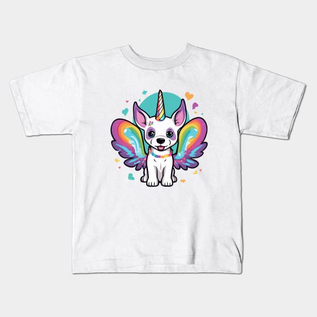 Unicorn Puppy Cute Kawaii Dog Kids T-Shirt by Little Duck Designs